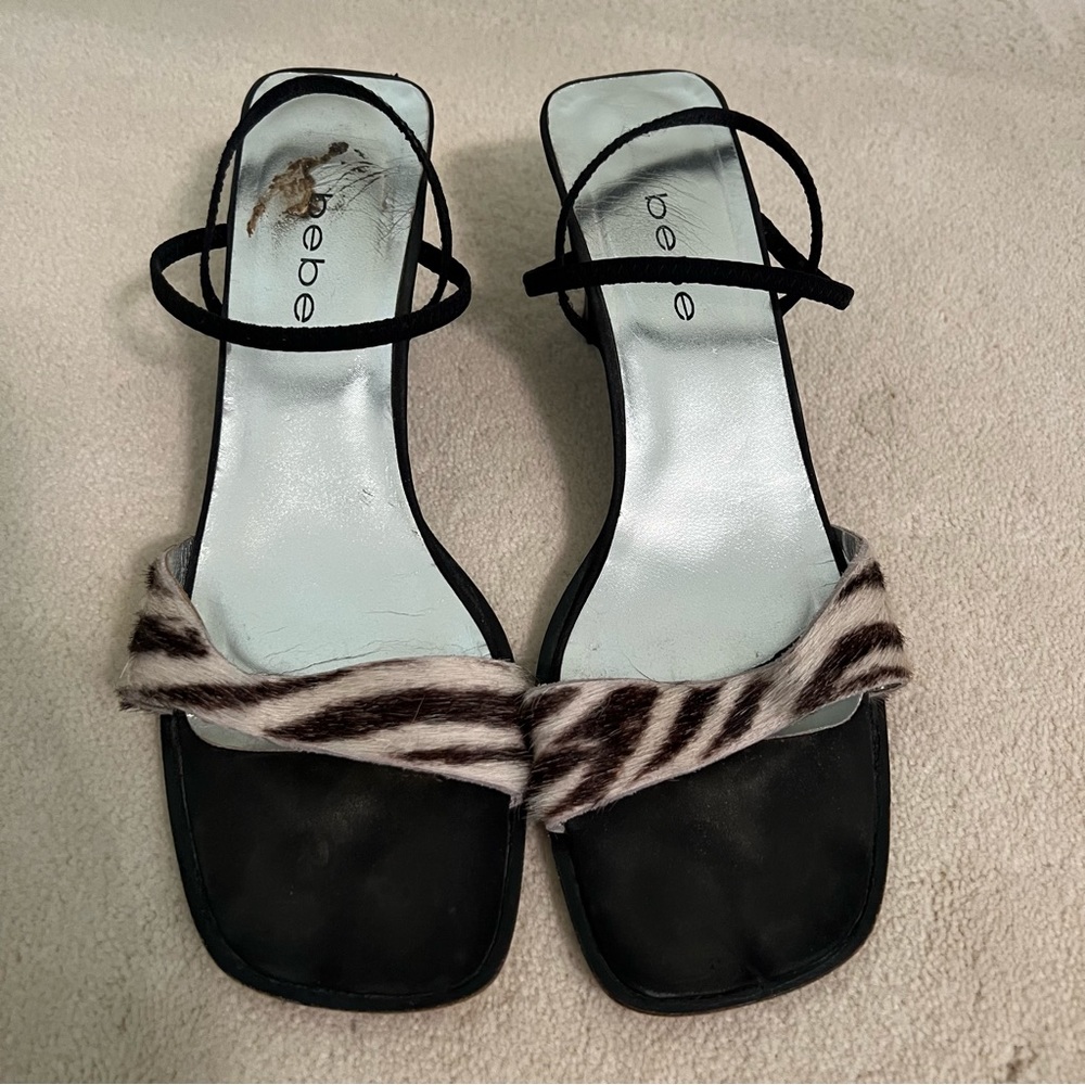 * 3 for $25 * Bebe zebra fur sling back sandals 9 M